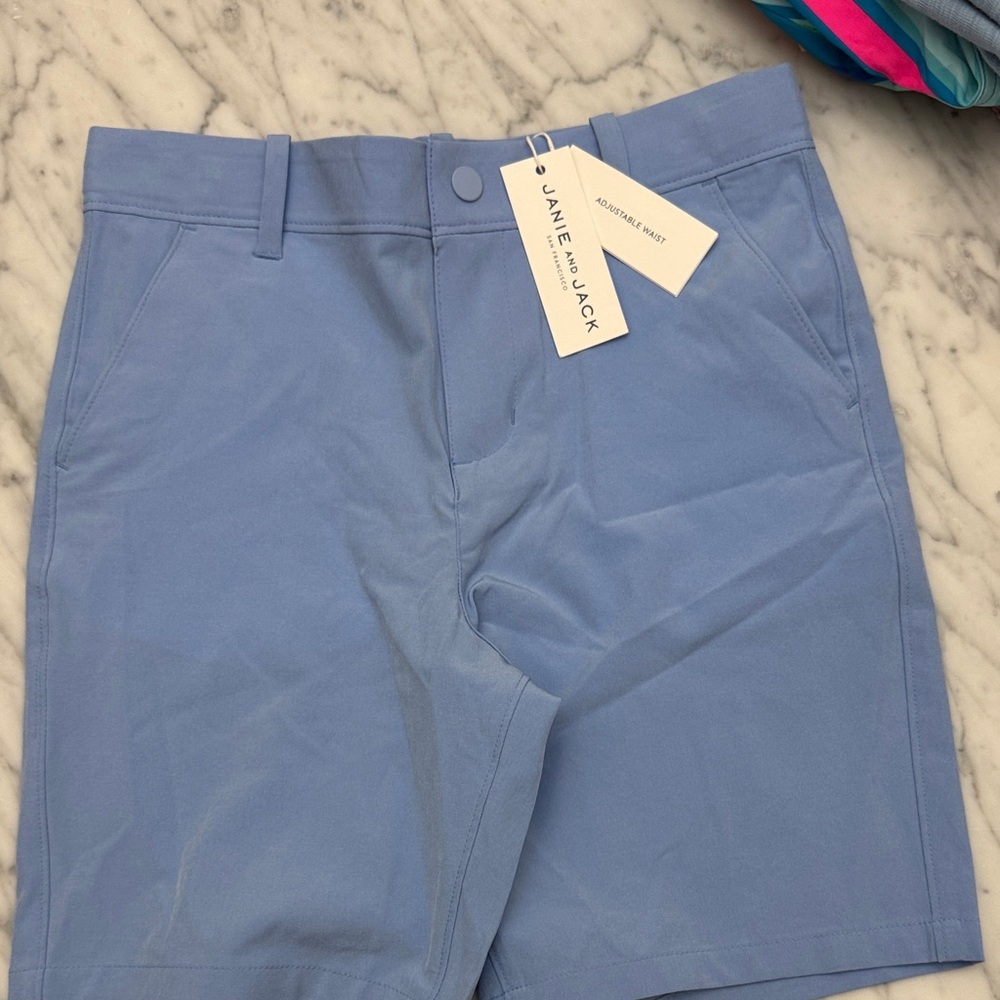 NWT performance Janie and Jack Light Blue Shorts adjustable waist